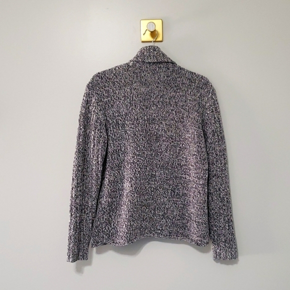 J. Jill Women Turtleneck Sweater Medium Gray White Knit Rolled Hem Soft Comfy - Picture 5 of 12